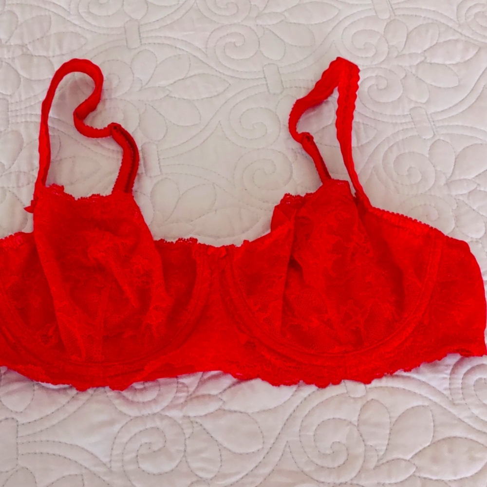 Pretty red lace bra